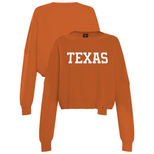 Hype And Vice Burnt Orange Texas Longhorns Oversized Cropped Ivy Knit Pullover Sweater In Orange