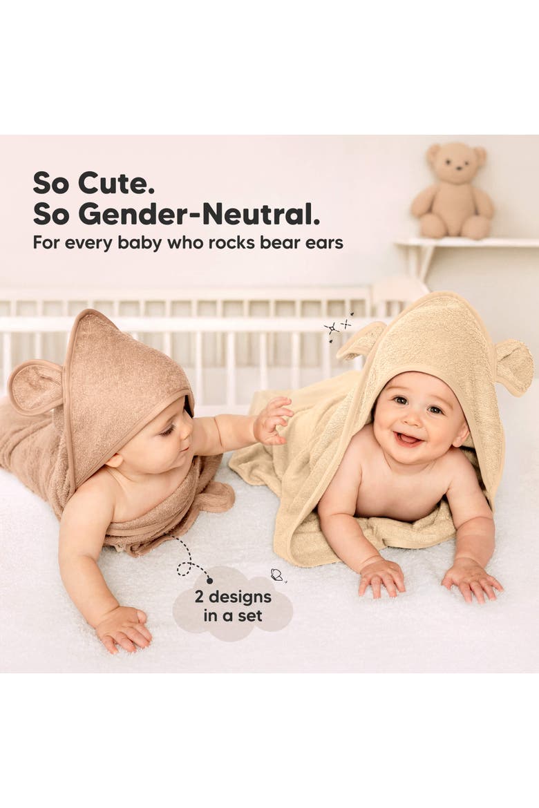 2-Pack Snuggle Hooded Towels, Alternate, color, Almond