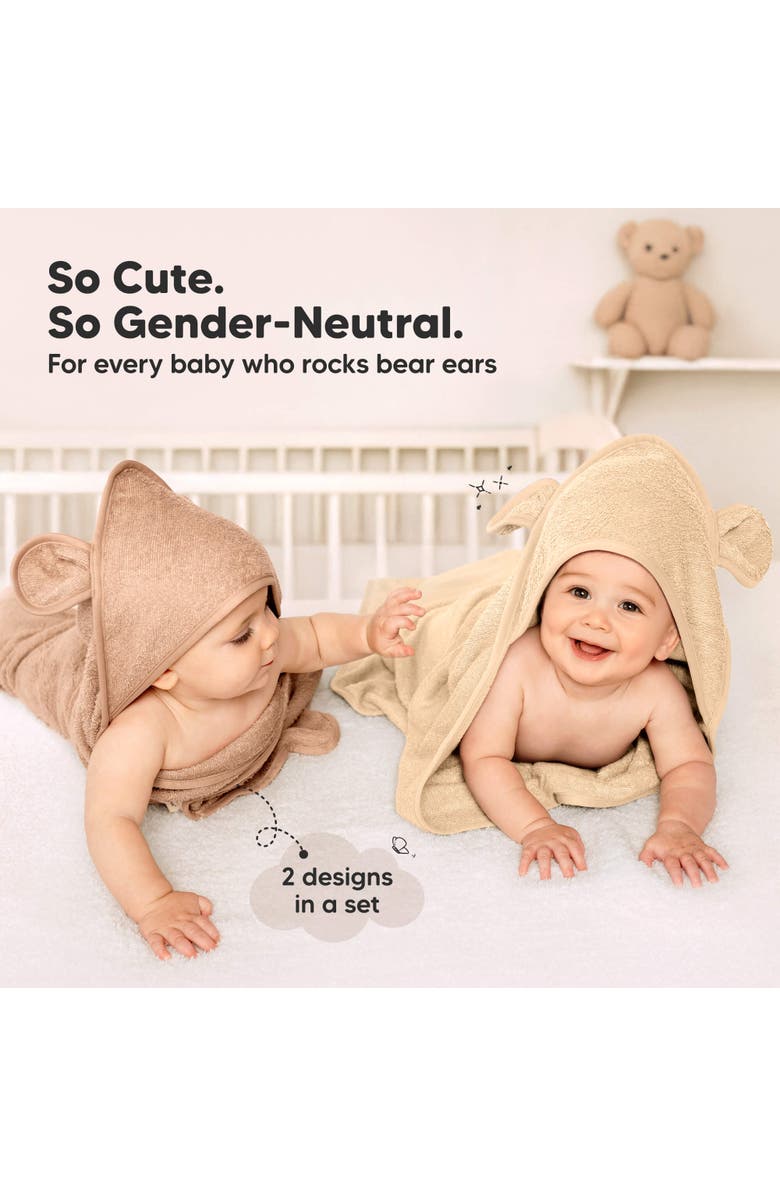 KeaBabies 2-Pack Snuggle Hooded Towels, Alternate, color, Almond