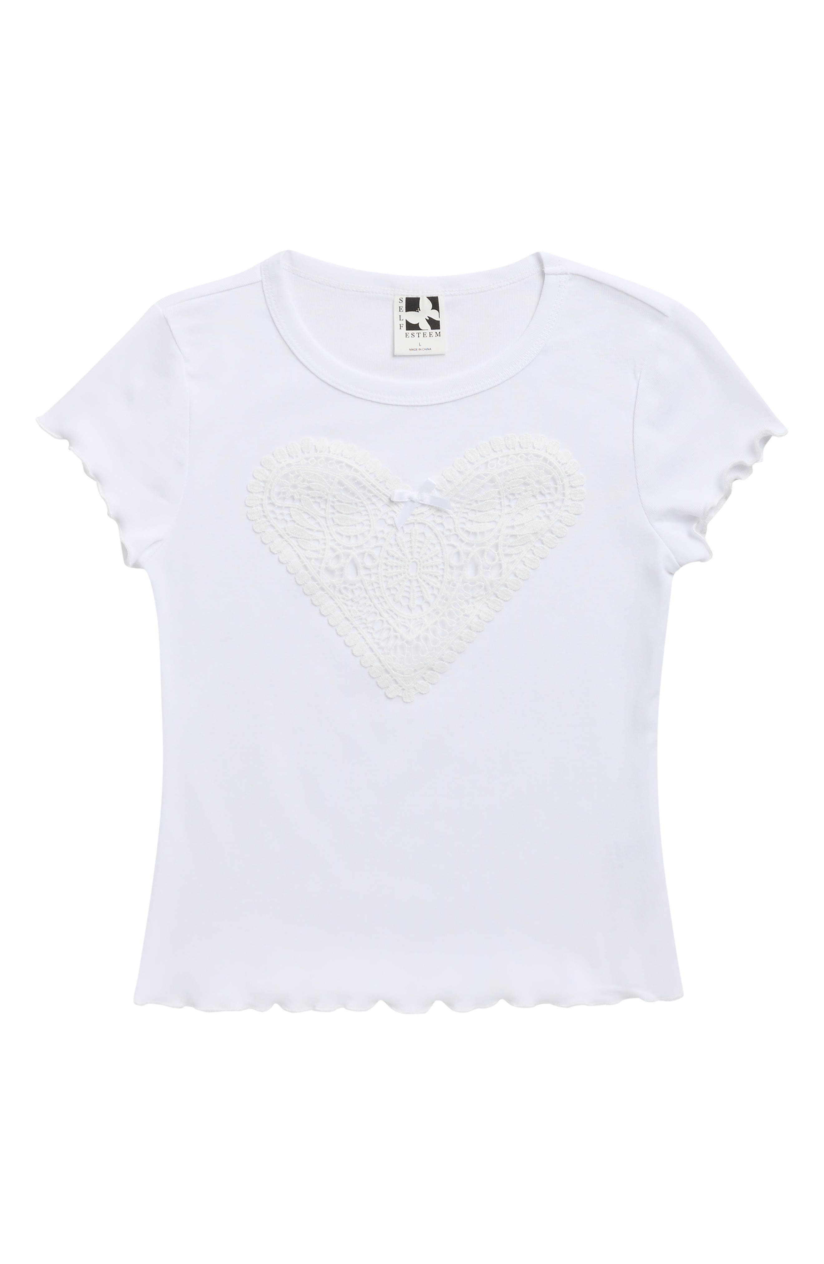 SELF ESTEEM Kids' Heart Lace Appliqué Baby T-Shirt