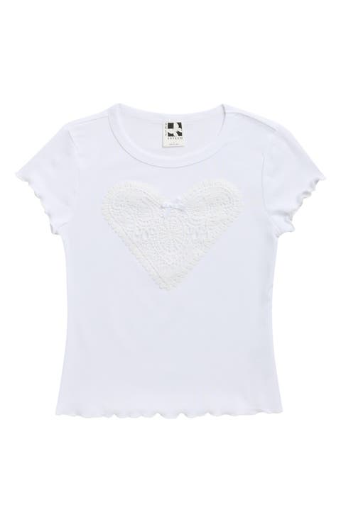 Kids' Heart Lace Appliqué Baby T-Shirt (Big Kid)