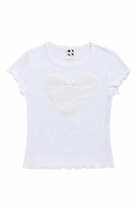 SELF ESTEEM Kids' Heart Lace Appliqué Baby T-Shirt