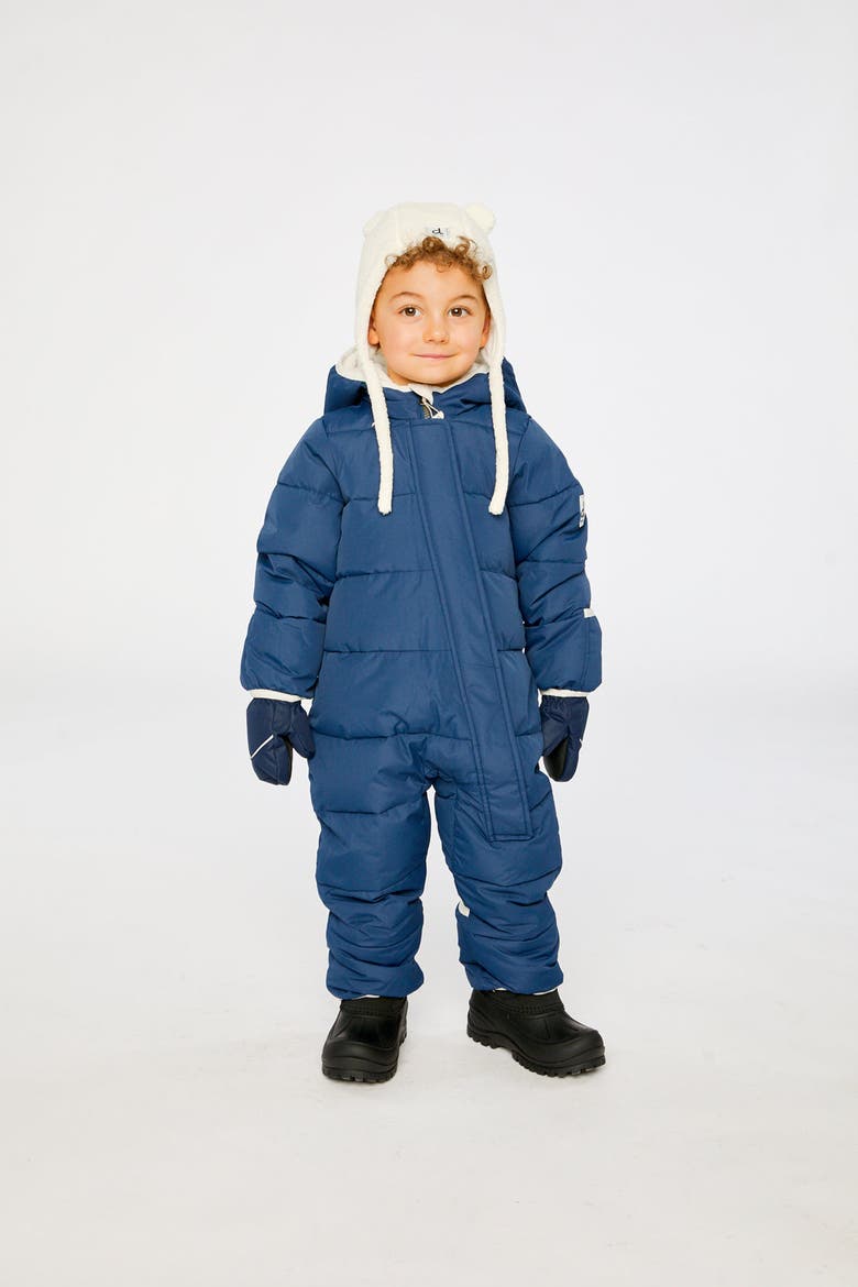 Quilted Fold-Over Mittens One Piece Snowsuit, Alternate, color, Dark Blue