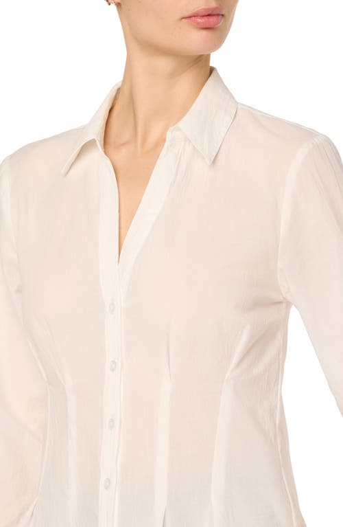Shop Joe's Pleated Long Sleeve Button-up Shirt In White