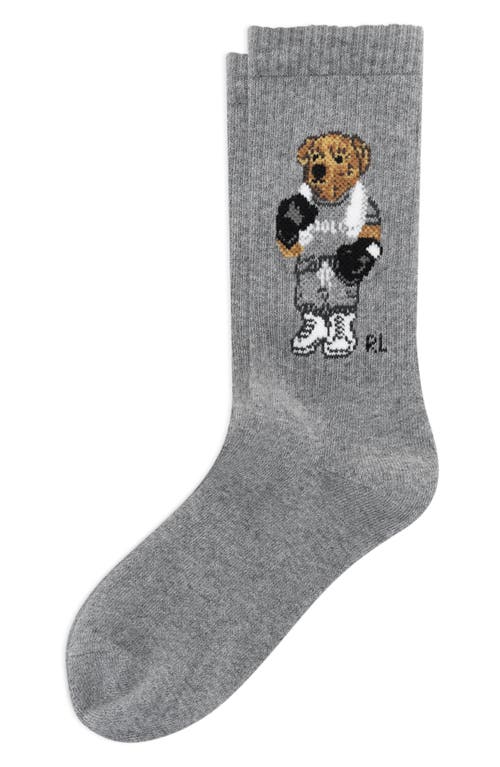 Polo Ralph Lauren Boxer Bear Cotton Blend Crew Socks In Gray