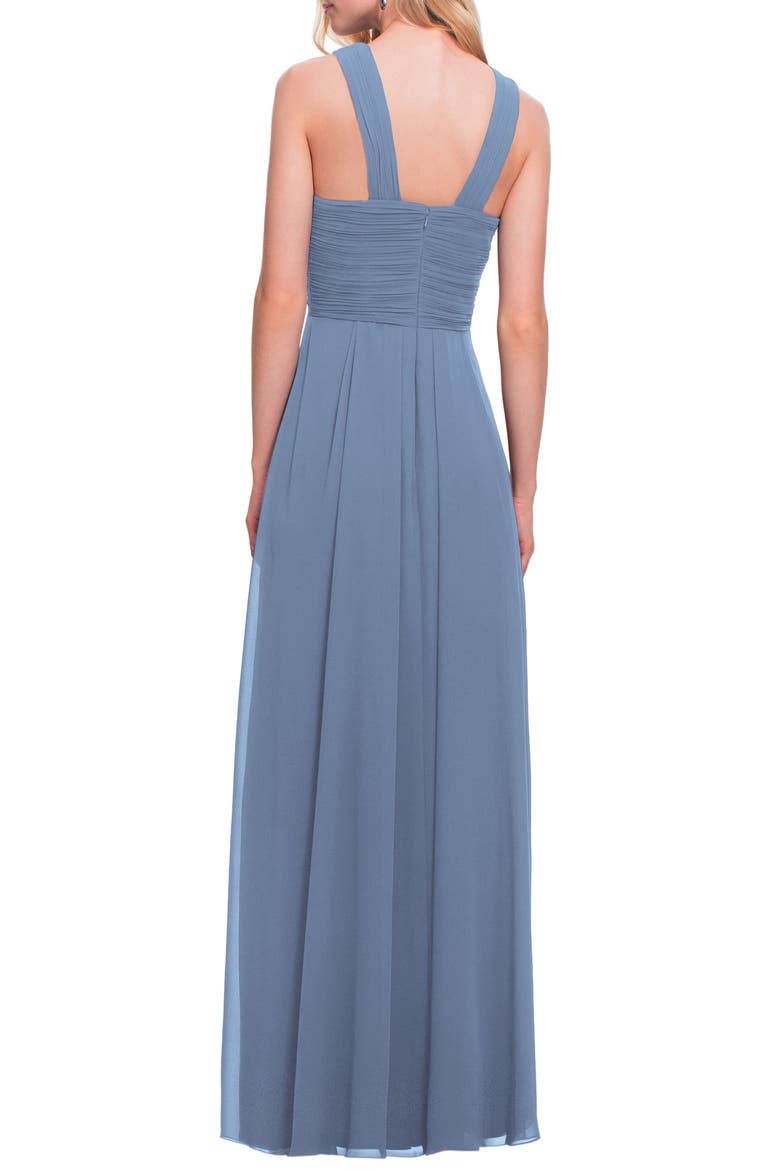 Crisscross Neck Chiffon A-Line Gown, Alternate, color, SLATE