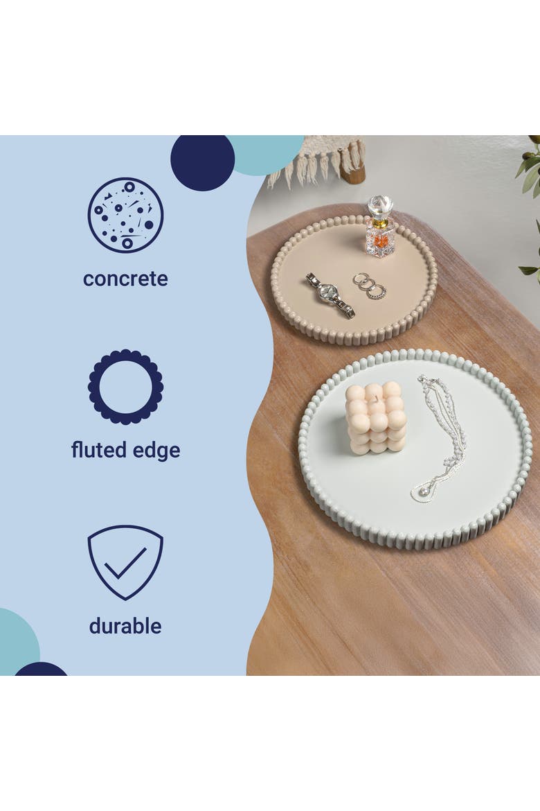 Opulence Modern Minimalist Concrete Fluted Edge Decorative Jewelry Trays, Alternate, color, Pale Blue/Stone
