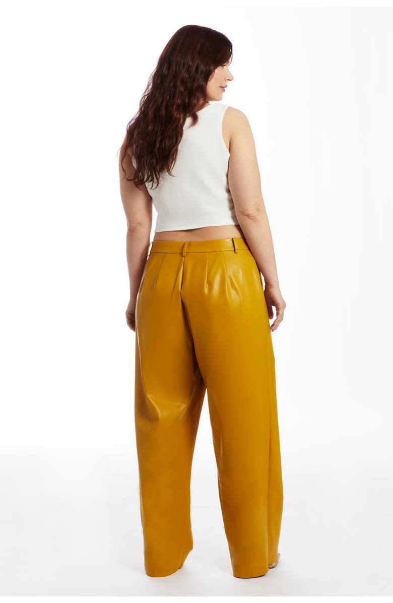 June + Vie High Waisted Faux Leather Pant, Alternate, color, Gold Flake
