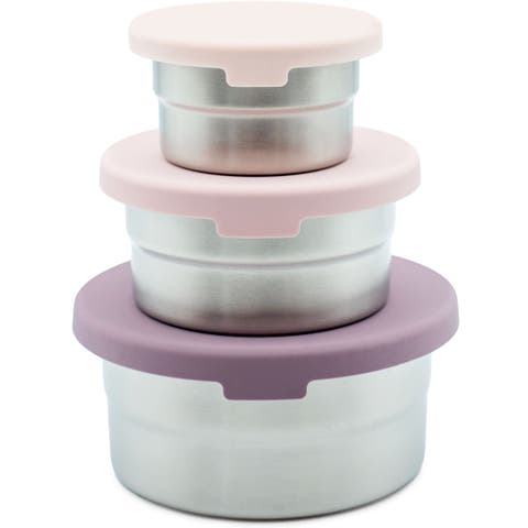 Stainless Steel Food Storage Containers, Leakproof Silicone Lids, BPA-Free - Set of 3