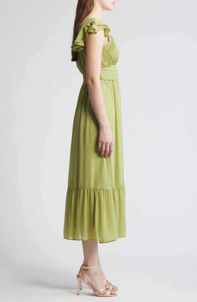 AUGUST SKY V-Neck Ruffle Chiffon Midi Dress, Alternate, color, 
