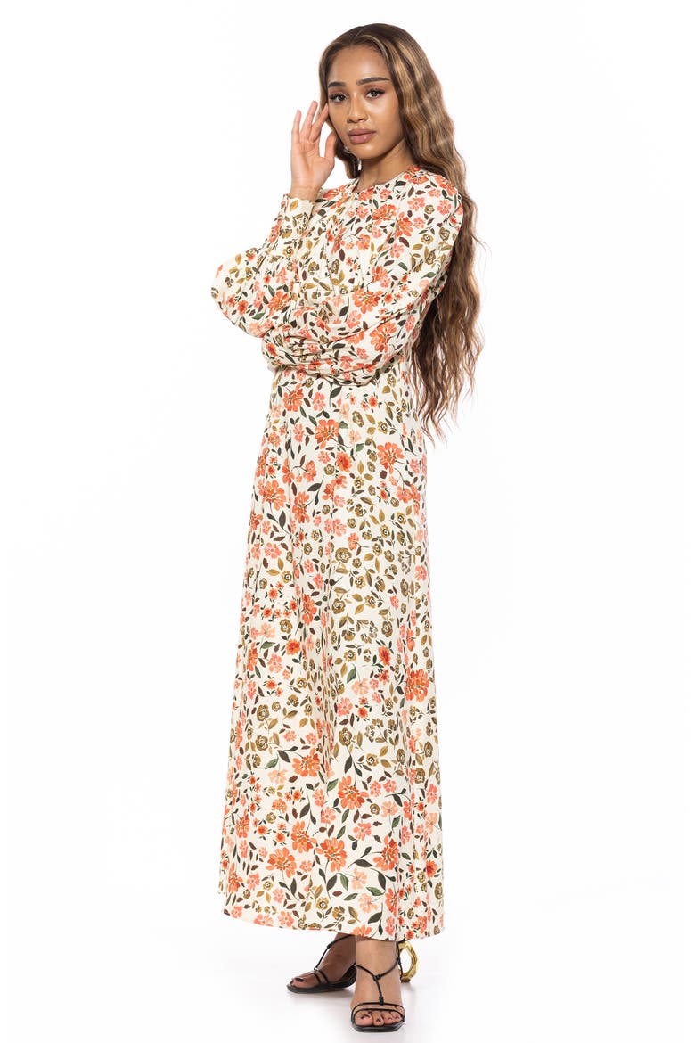 Yesenia Long Sleeve Empire Waist Maxi Dress, Alternate, color, BEIGE FLORAL