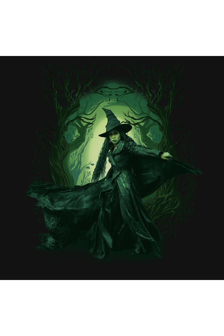 Girls Wicked For Good Elphaba Green Forest T Shirt, Alternate, color, Black