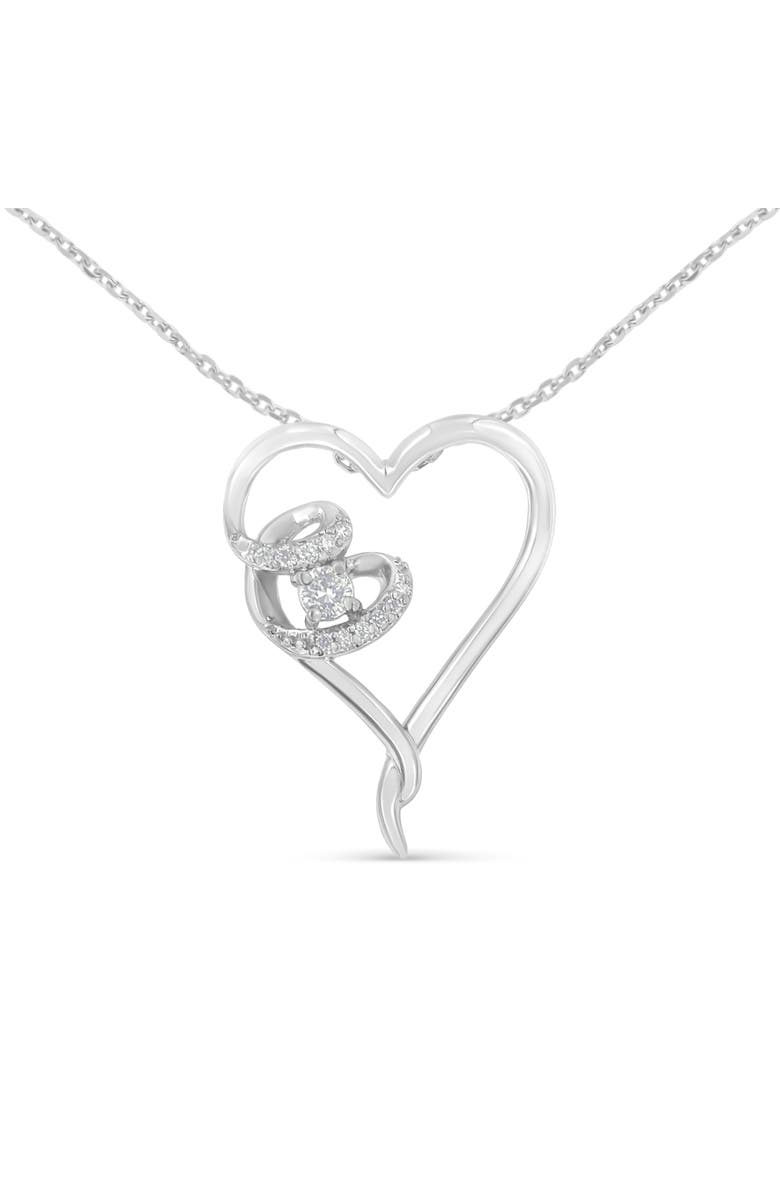 Haus of Brilliance .925 Sterling Silver 1/10 cttw Diamond Heart Pendant Necklace, Main, color, White