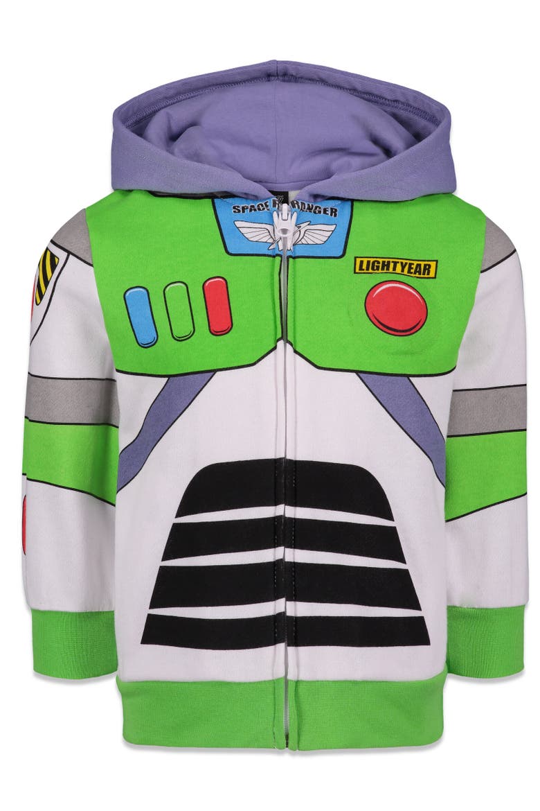Buzz Lightyear Toy Story Cosplay Zip-Up Hoodie, Main, color, Green