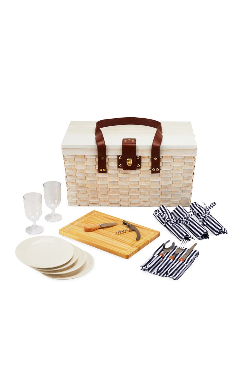 Tahoe Picnic Basket Set for Four in Cream, Main, color, Cream