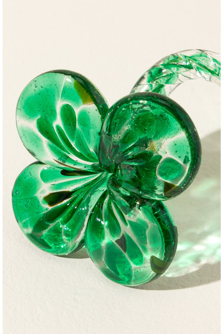 Glass Good Luck Clover, Alternate, color, Green
