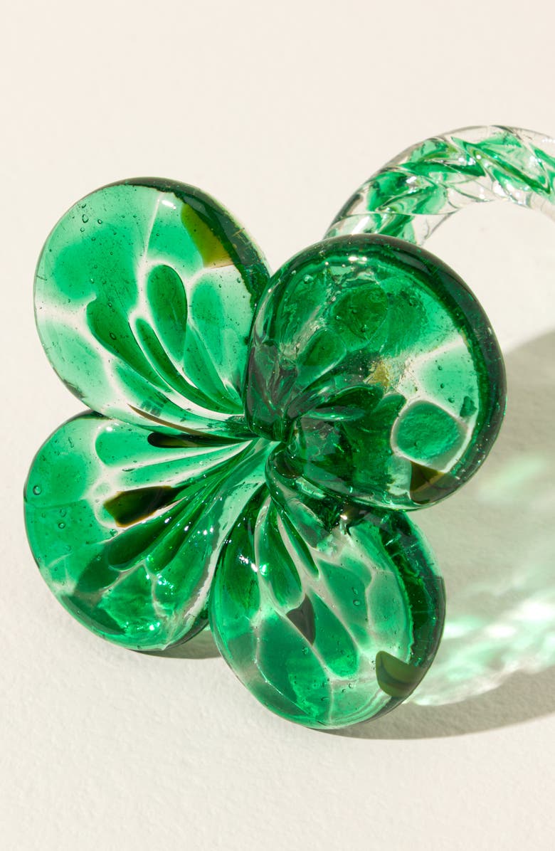 Uncommon Goods Glass Good Luck Clover, Alternate, color, Green