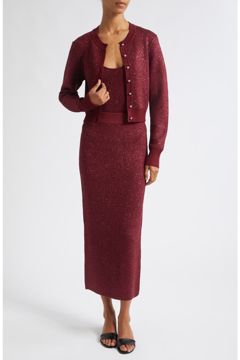 Mollie Sequin Cardigan, Alternate, color, OXBLOOD