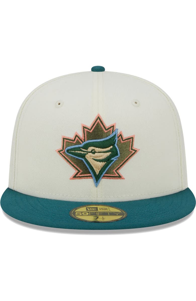 New Era Men's New Era Cream Toronto Blue Jays Chrome Evergreen 59FIFTY Fitted Hat, Alternate, color,