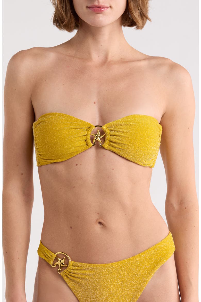 Lotus Strapless Bikini Top, Main, color, GOLD FLAKE