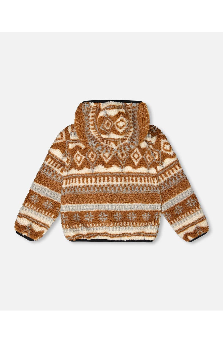 Deux par Deux Gender Inclusive Reversible Mid-Season Jacket Geo Print, Alternate, color, Brown Pecan