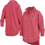 PRESSBOX Women's Pressbox Red NC State Wolfpack Northfork Sojourn Poncho Quarter-Zip Sweatshirt