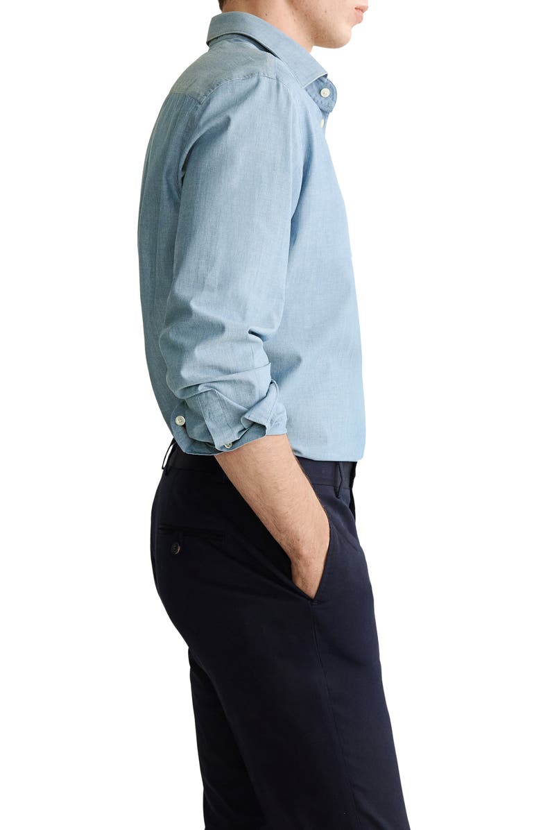 MANGO Slim Fit Cotton Button-Up Shirt, Alternate, color, Blue