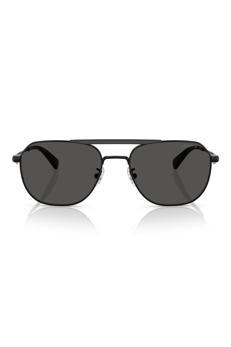 57mm Pilot Sunglasses, Main, color, SATIN BLACK / BLACK / GREY