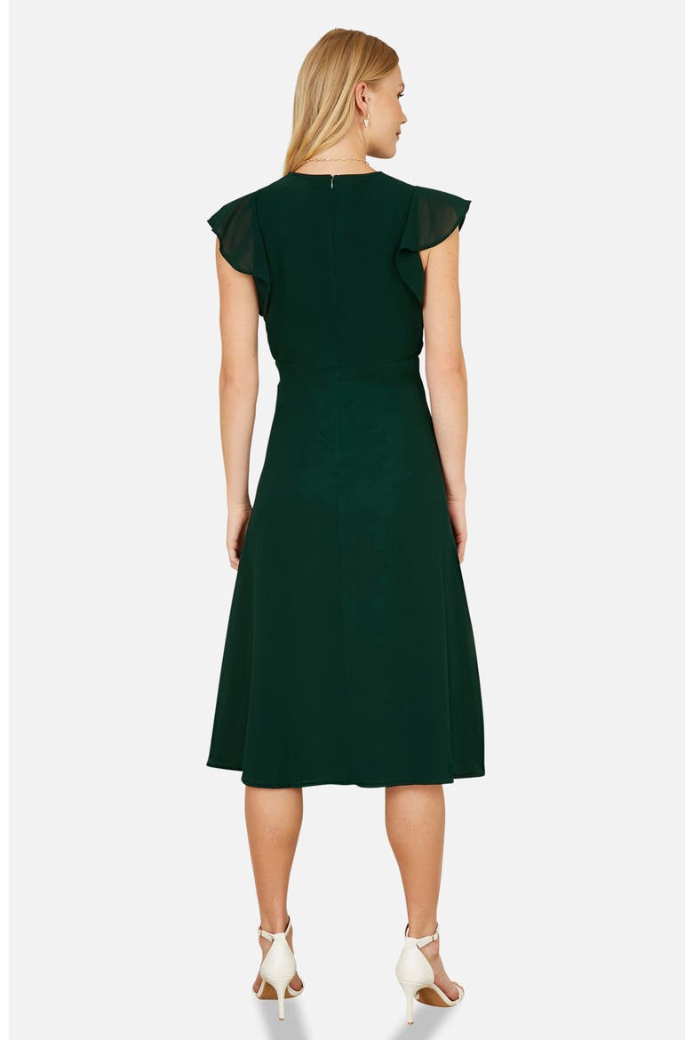 Floral Embroidered V-Neck Midi Dress, Alternate, color, Green