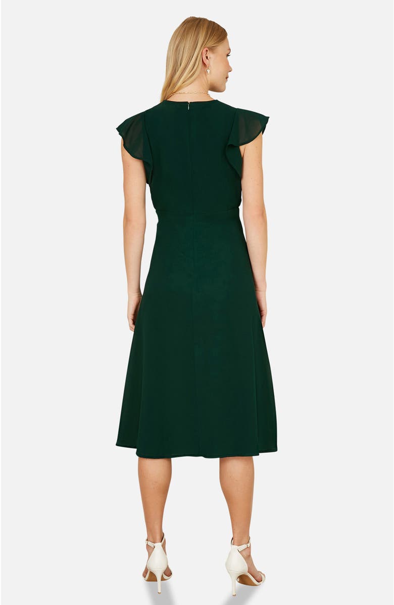 Yumi Floral Embroidery Midi Skater Dress, Alternate, color, Green