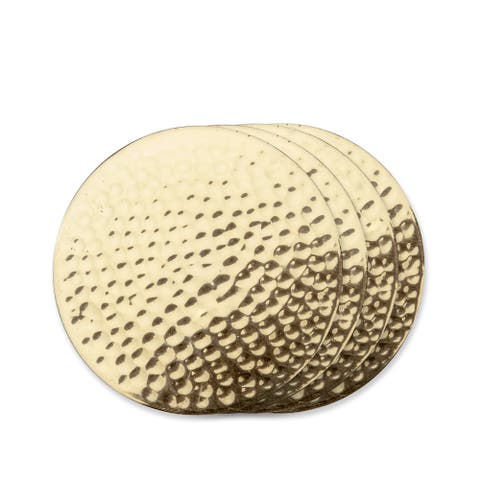 Hammered Coasters in Brass Set of 4