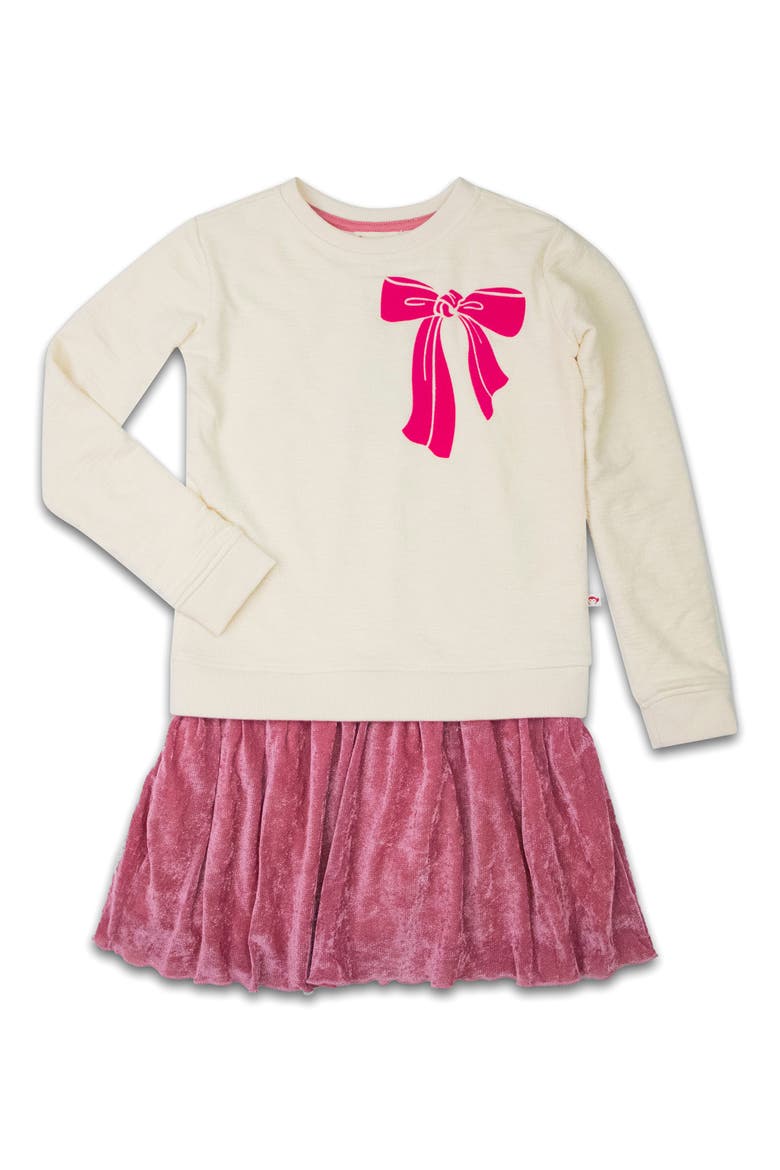 Kids' Bow Sweatshirt Dress, Main, color, CREAM