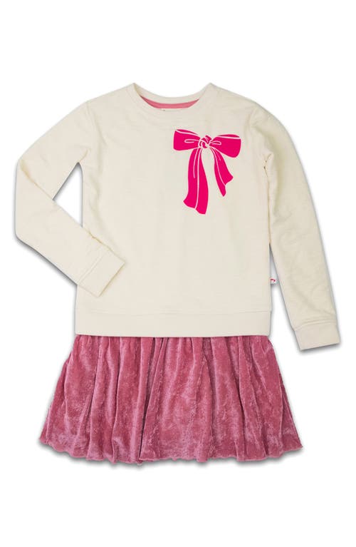 Appaman Kids' Bow Sweatshirt Dress In White