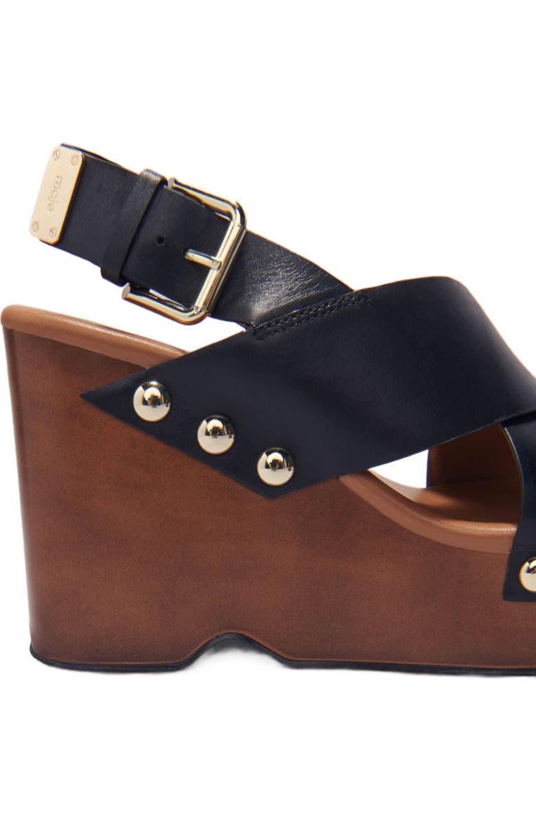 maje Leather platform sandals, Alternate, color,