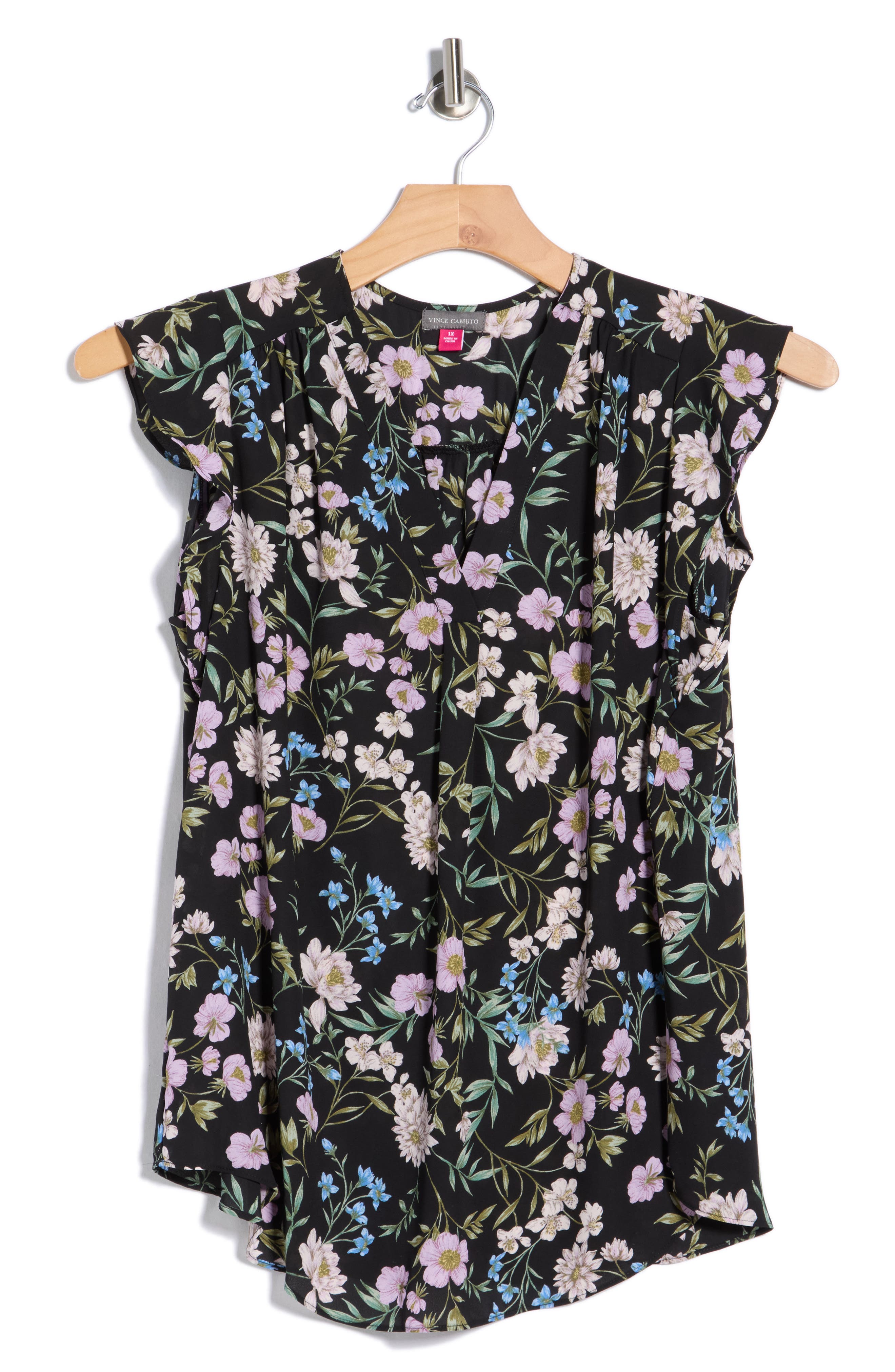 Vince Camuto V-Neck Ruffle Sleeve Top