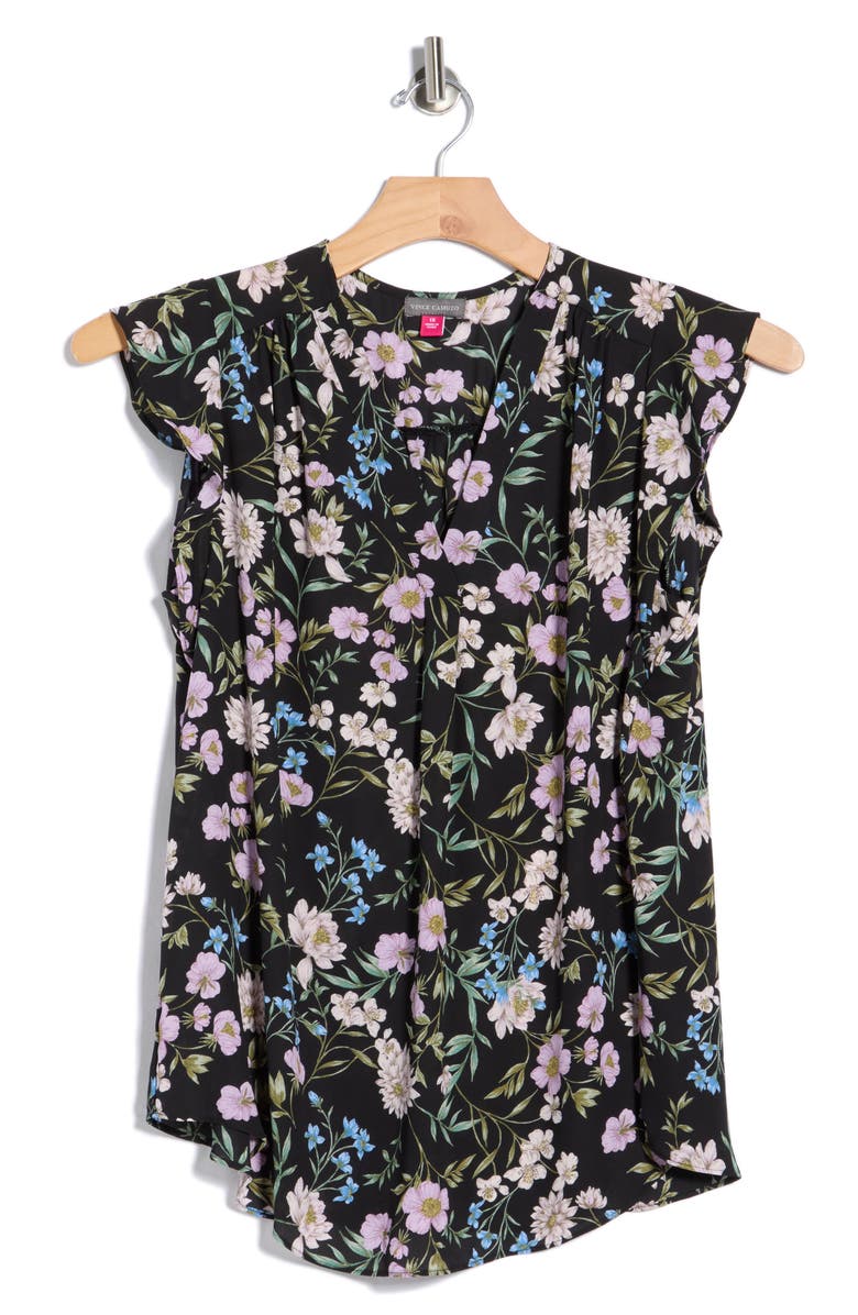 Vince Camuto V-Neck Ruffle Sleeve Top, Alternate, color,
