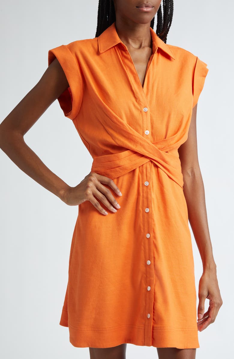 Veronica Beard Nagano Linen Blend Mini Shirtdress, Alternate, color,