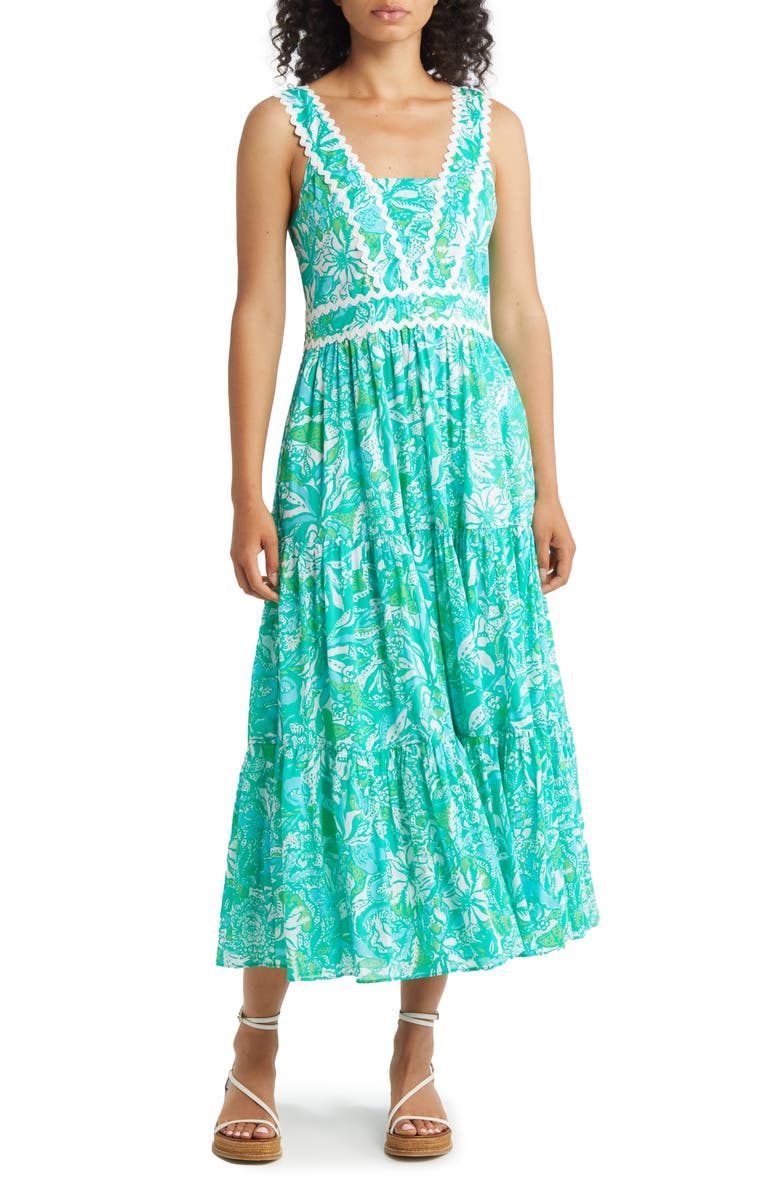 Lilly Pulitzer<sup>®</sup> Pollie Tiered Scallop Trim Sundress, Main, color,