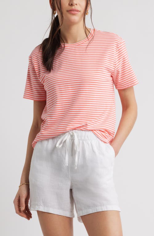 Caslonr Caslon(r) Stripe Crop T-shirt In Coral- White Beck Stripe