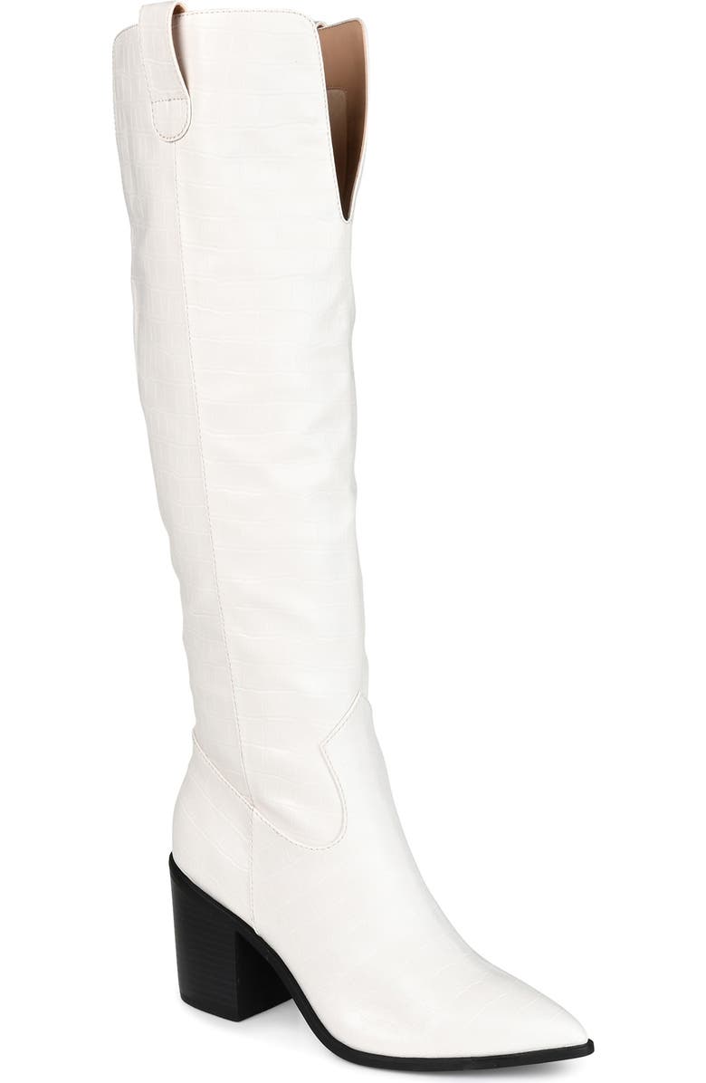 Journee Collection Therese Croc Embossed Knee High Boot - Extra Wide Calf, Main, color, Bone