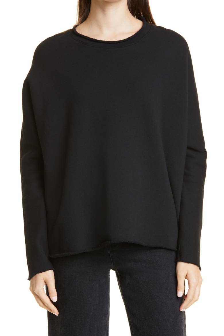 Anna Long Sleeve Capelet Sweatshirt, Main, color, BLACK