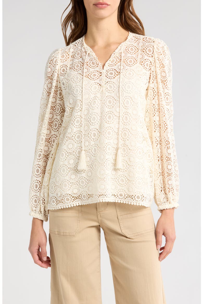 Cotton Crochet Top, Main, color, CREAM
