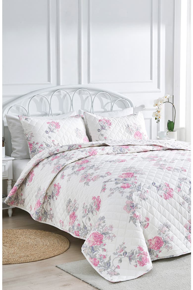 Rose Percale Cotton Quilt & Shams Set, Alternate, color, PINK/ PINK