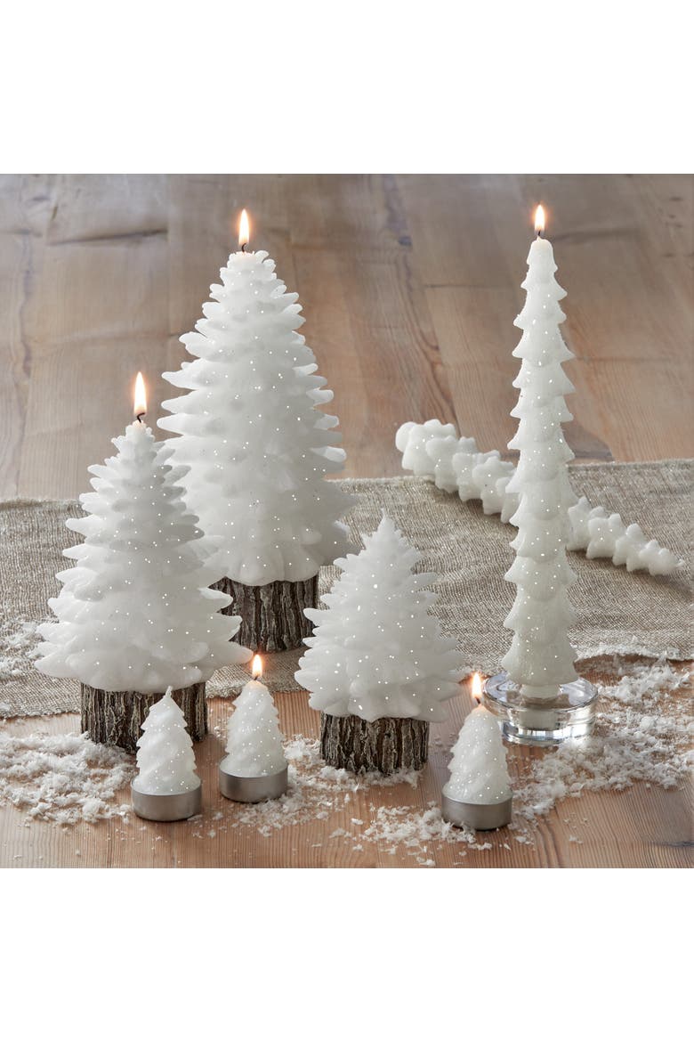Spruce Tree Shaped Candle, Alternate, color, White
