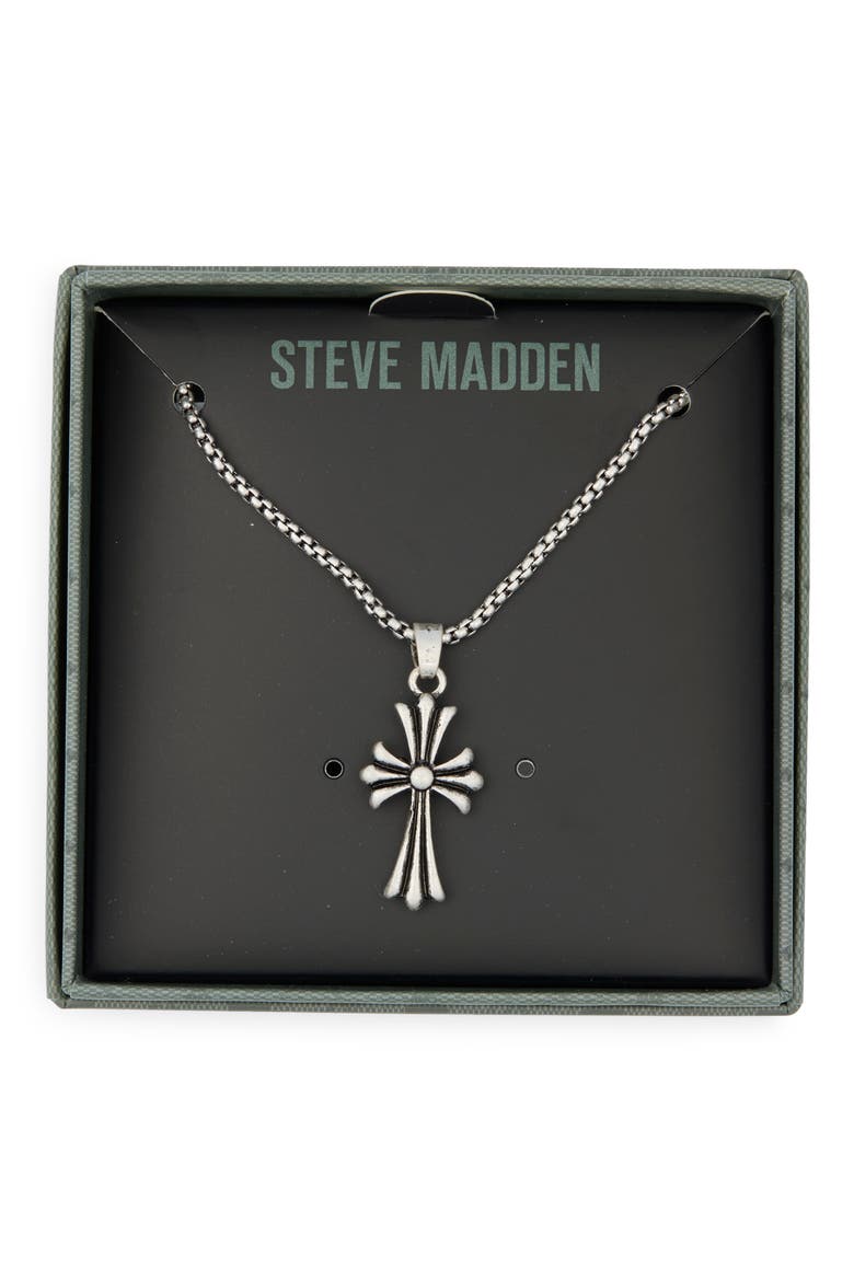 Cross Pendant Necklace, Main, color, SHINY RHODIUM