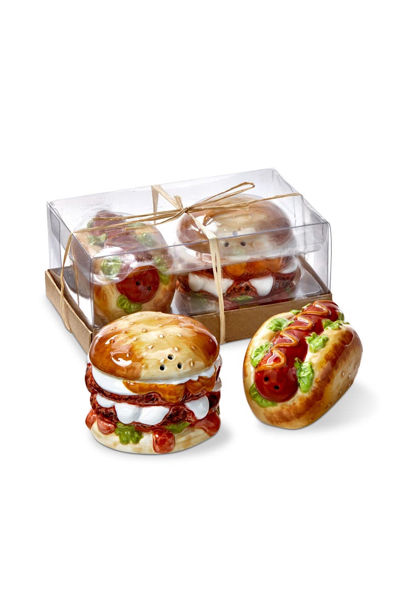 tag Multicolor Ceramic Burger Hot Dog Salt Pepper Shakers Set, Main, color, Multicolored
