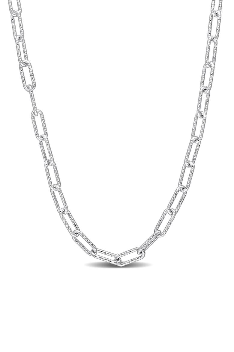 Textured Paper Clip Chain Necklace, Main, color, SILVER