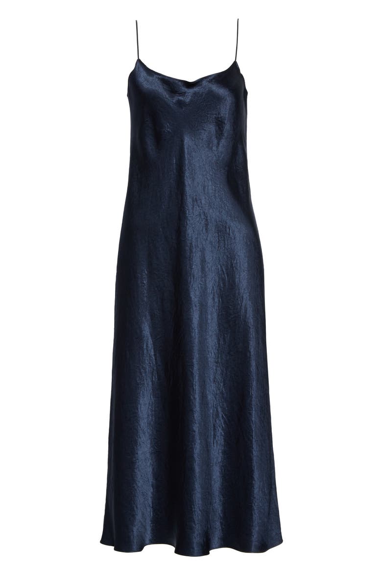 Satin Midi Slipdress, Alternate, color, COASTAL BLUE