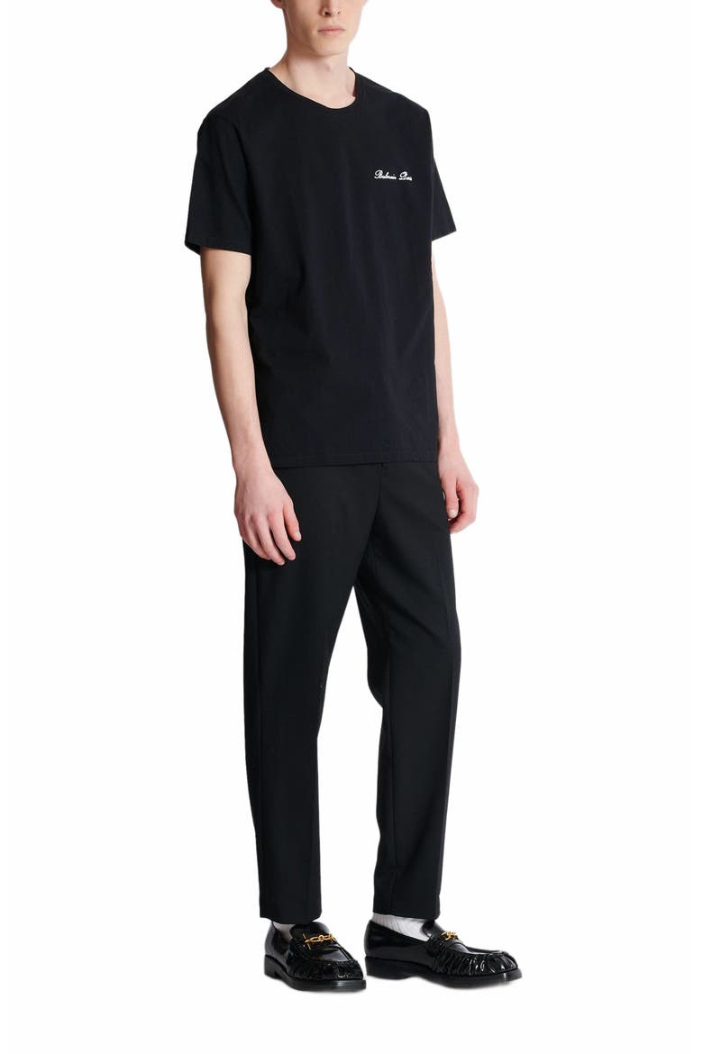 Embroidered Balmain Signature T-Shirt, Main, color, Black