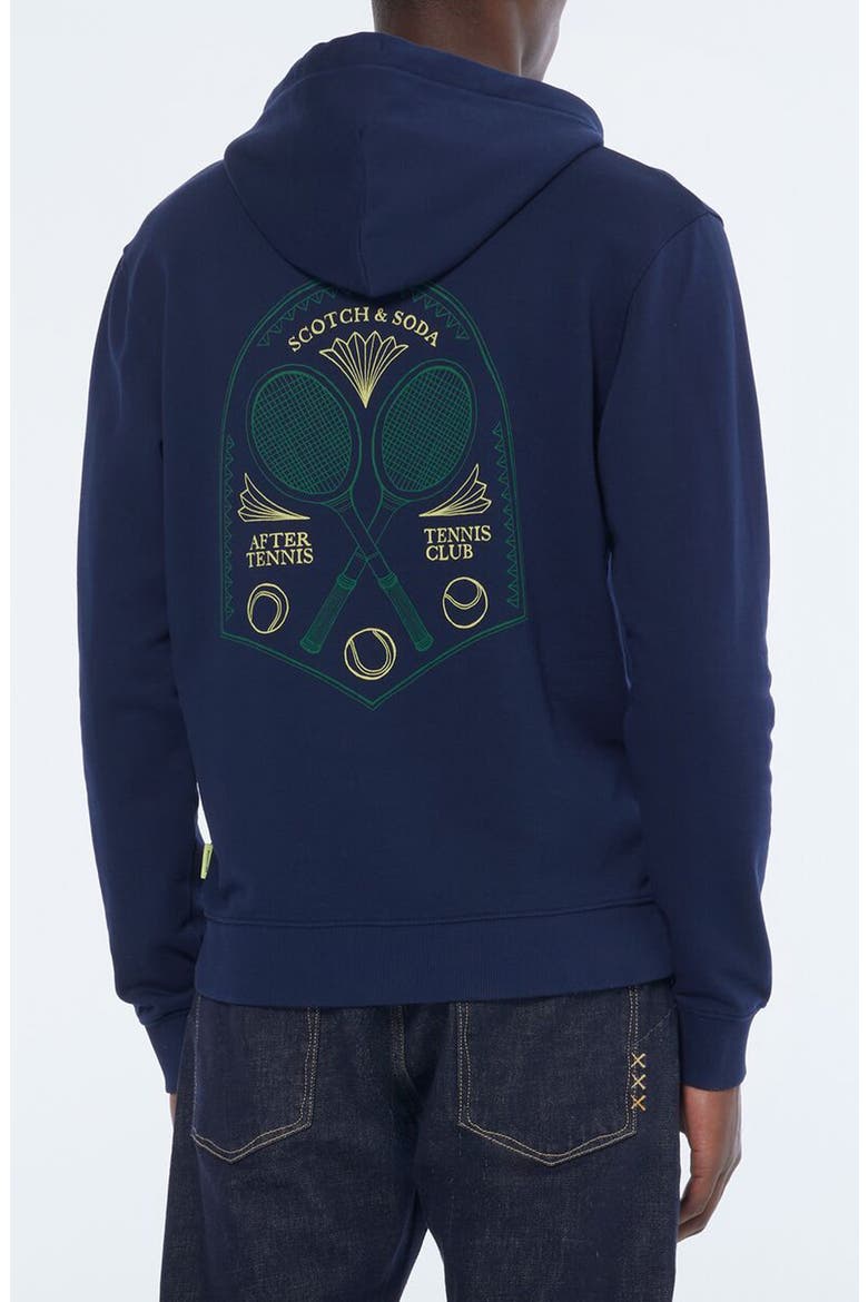 Scribble Cotton Graphic Hoodie, Alternate, color, NAVY